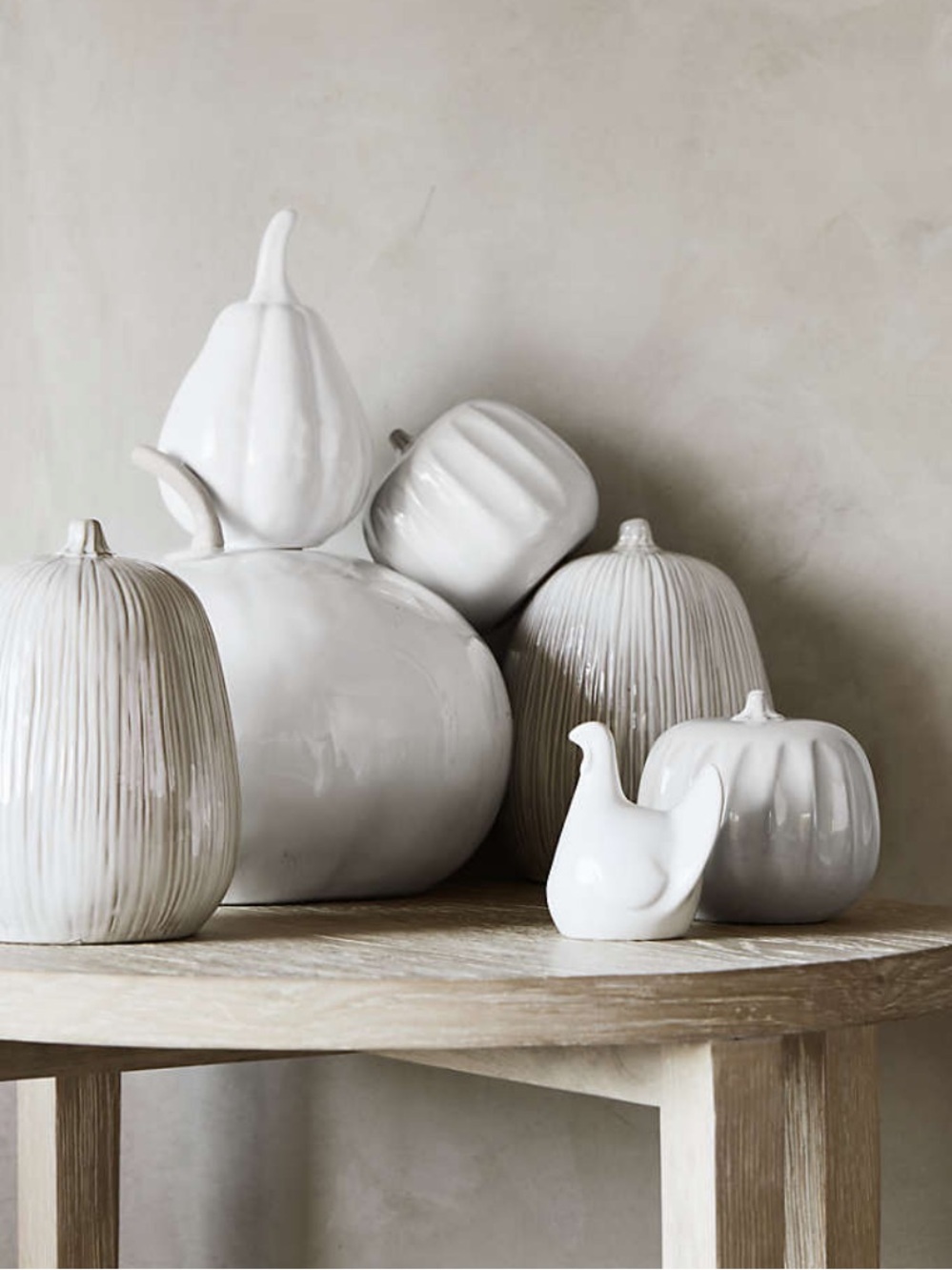 New! Crate&Barrel Modern White Textured Ceramic Pumpkin X-LARGE - Picture 3 of 5